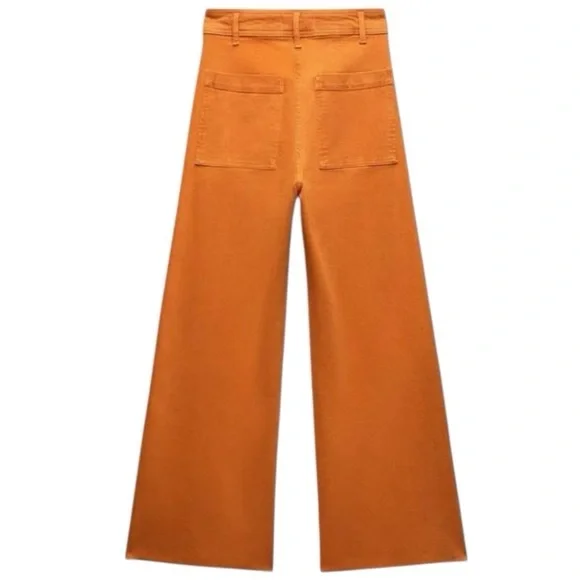 NWOT Zara The Marine Straight Jeans Orange Size 6